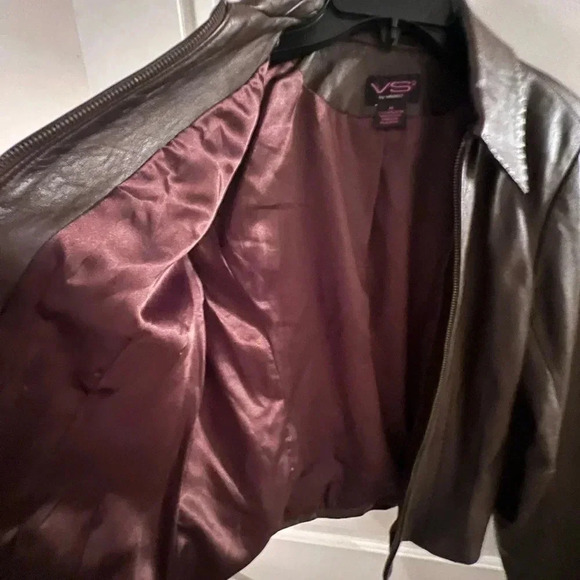 VS2 by VAKKO Deep Chocolate Brown Fully Lined Lambskin Leather Jacket- Size M - Picture 5 of 5